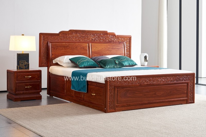 卧室家具双人红木带抽屉大雅大床-180*200